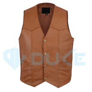 Leather Brown Motorcycle Vest Premium Quality