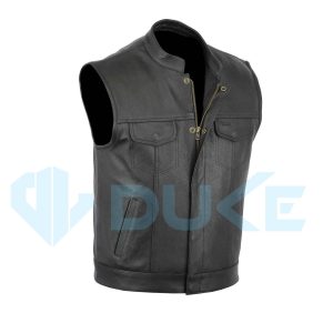 Leather Black Motorcycle Vest For Men Premium Quality
