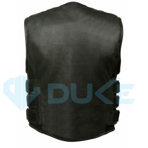 Motorcycle Vest Black Leather For Men Black Premium Quality
